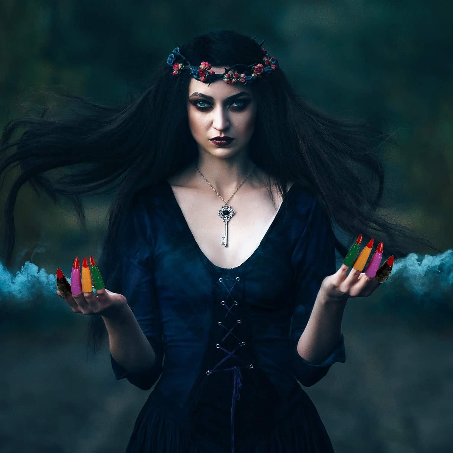 60 Dedos de Bruja Coloridos Skylety para Halloween - Accesorios