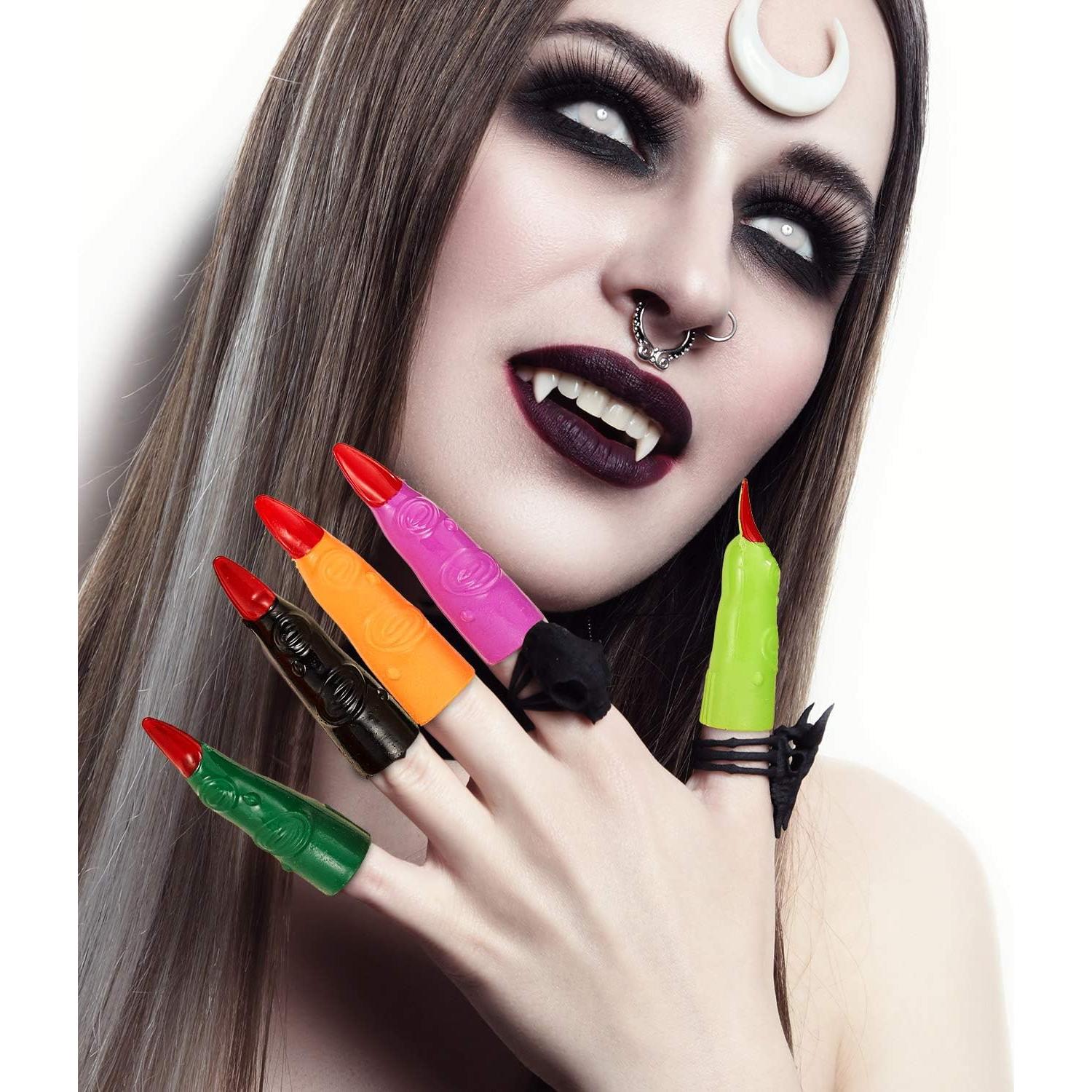 60 Dedos de Bruja Coloridos Skylety para Halloween - Accesorios