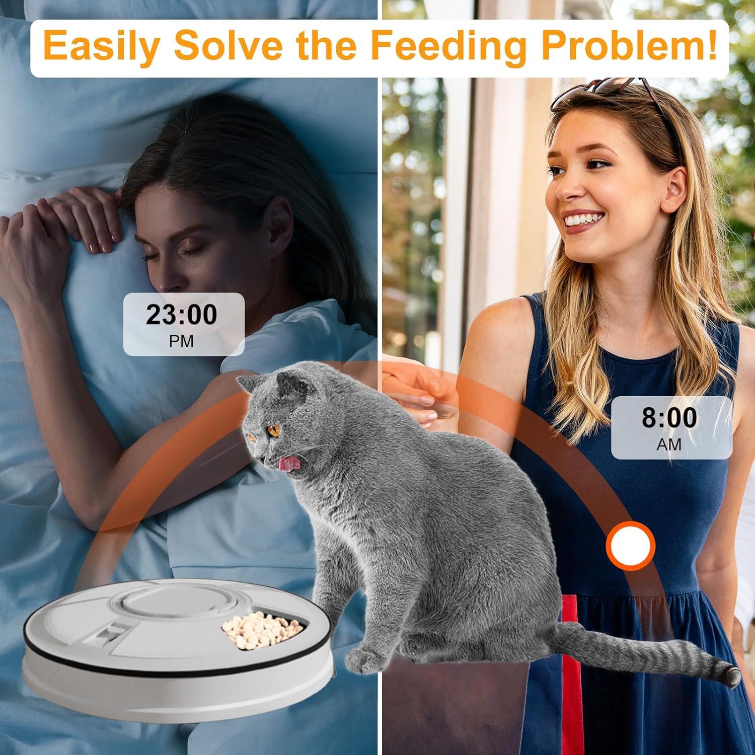 Dispensador Automático de Comida Fuxopo para Gatos 6 Porciones