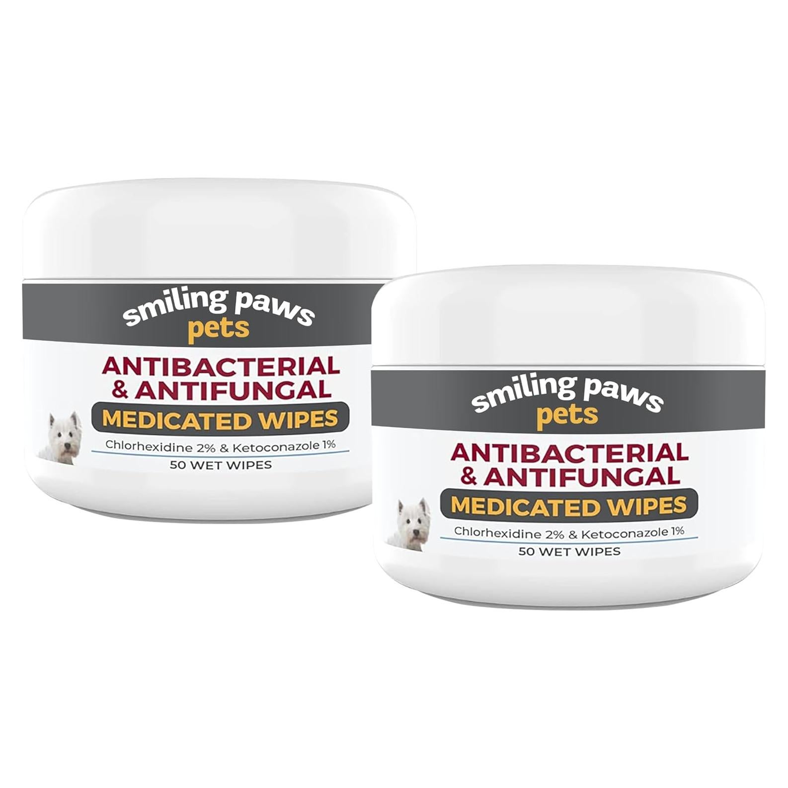 Toallitas Antibacterianas y Antifúngicas Smiling Paws - 50 Unidades x 2