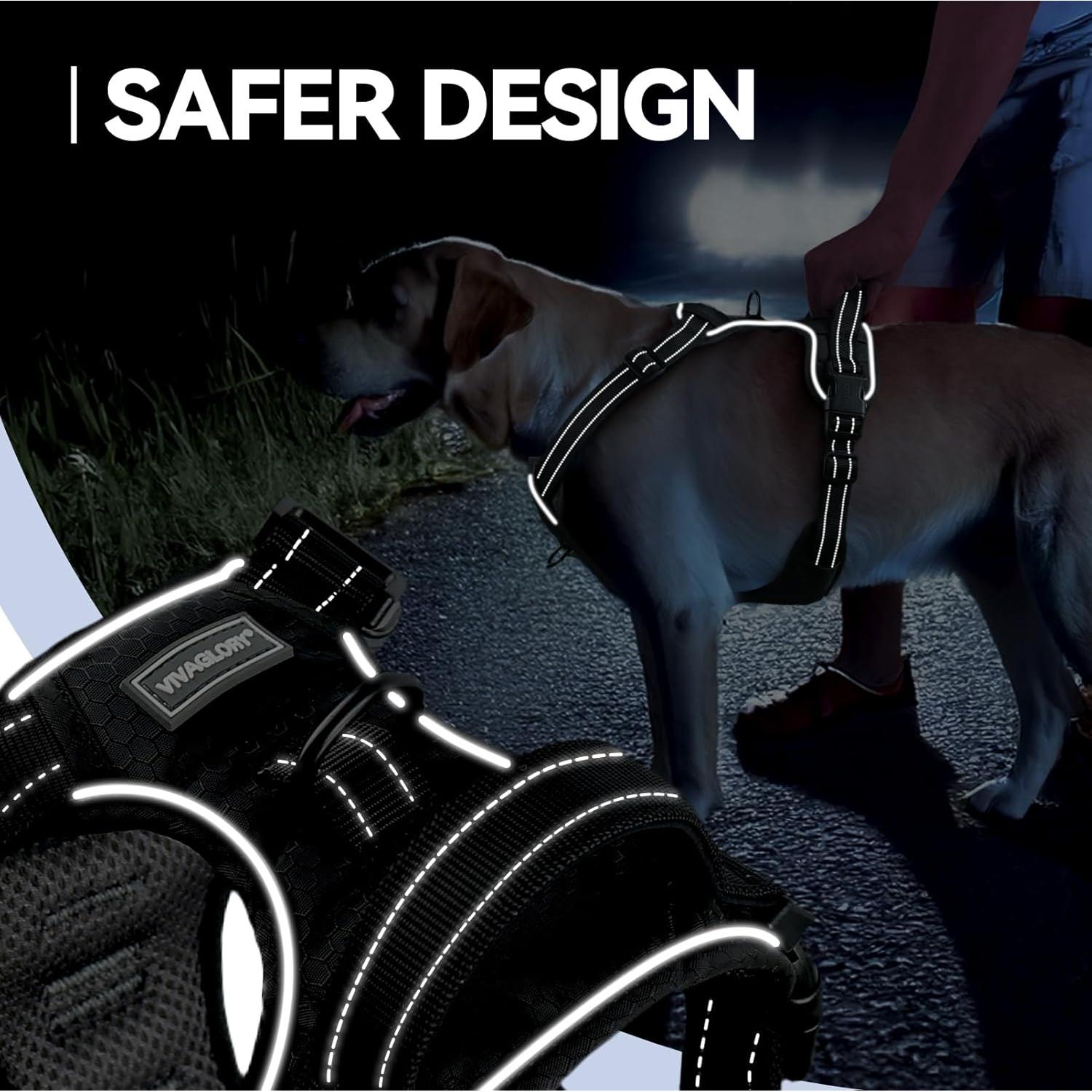 Arnés para Perros VIVAGLORY Easewalk Antitirones XS Negro