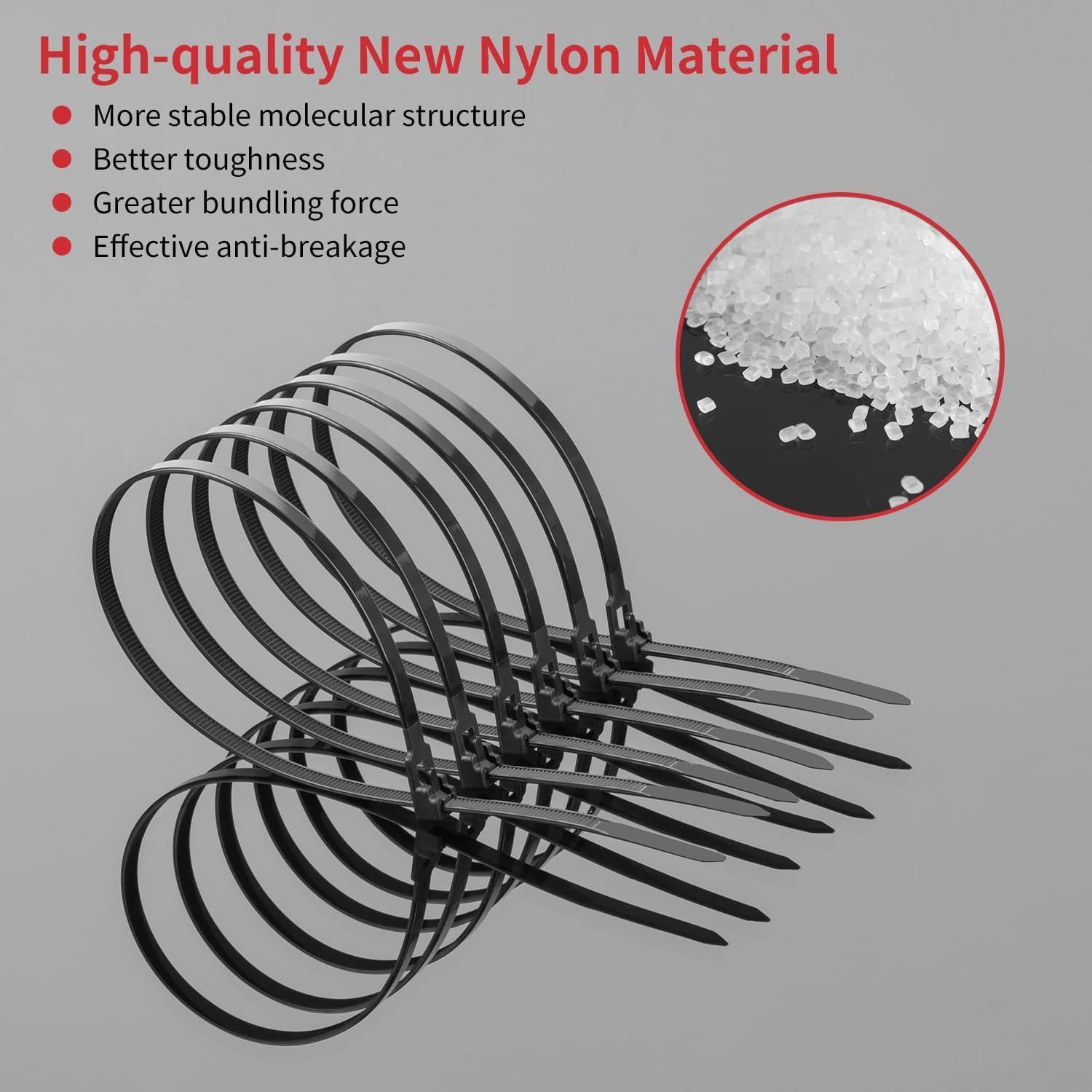 Bridas Reutilizables Negras BethTie 20.32 cm 100 Pcs Nylon