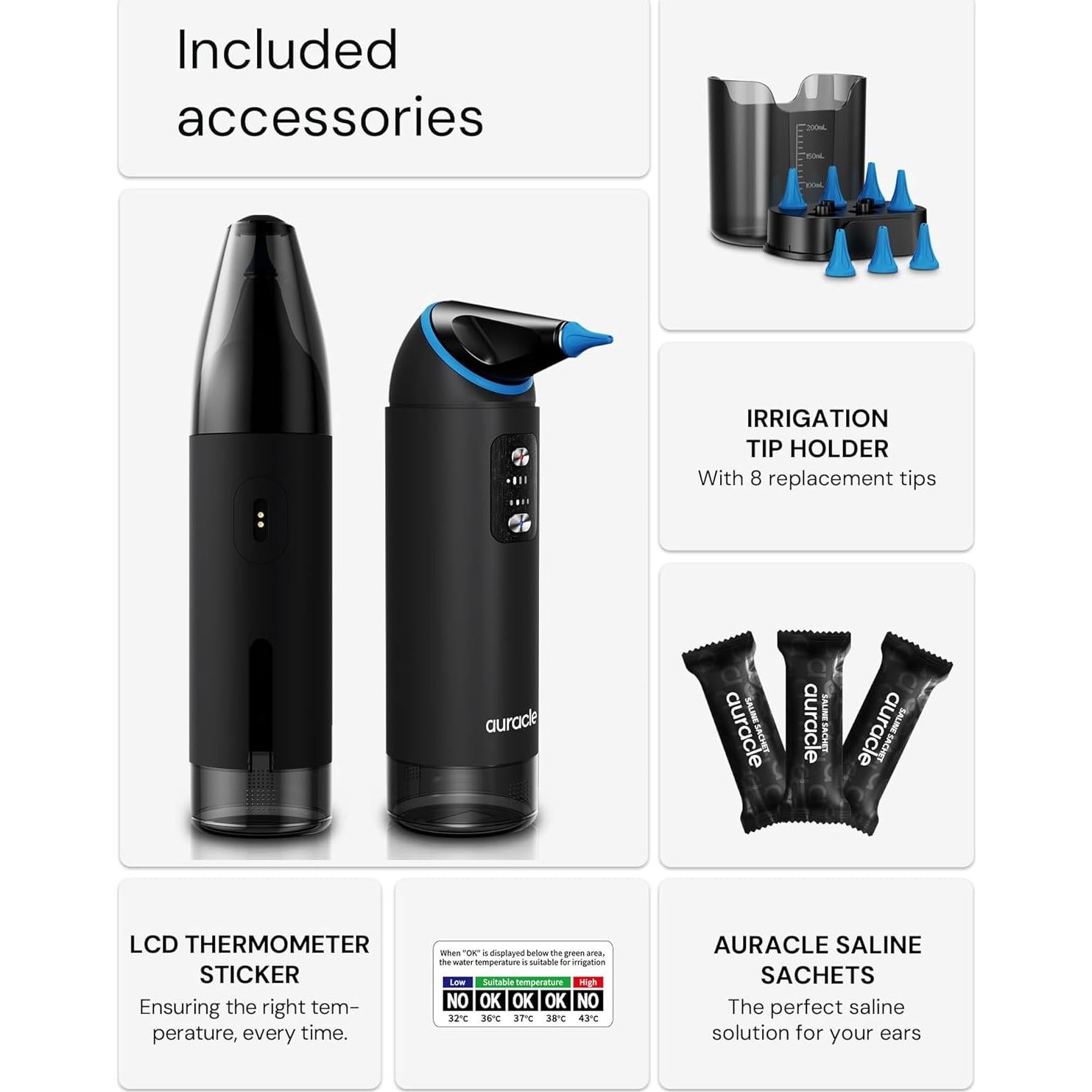 Limpiador de Oídos Auracle Eddy - Kit de Irrigación IP65