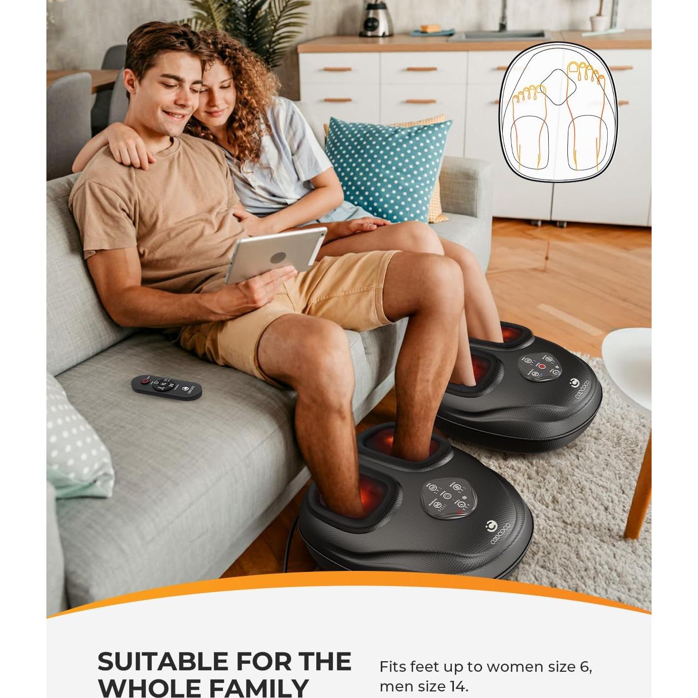 Masajeador de pies CooCoCo con calor y control remoto - Alivio para fascitis plantar