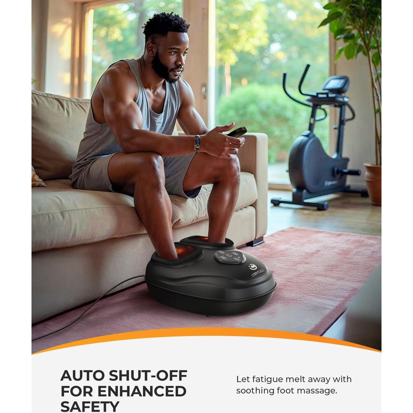 Masajeador de pies CooCoCo con calor y control remoto - Alivio para fascitis plantar