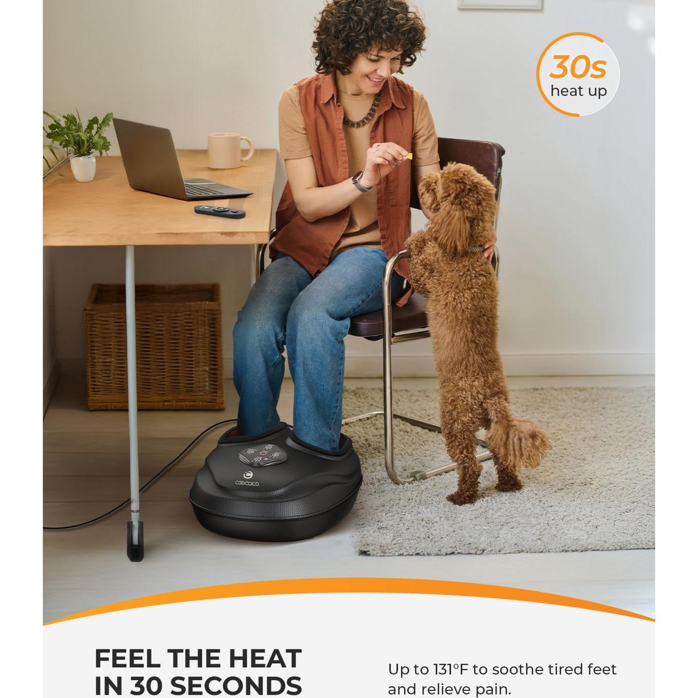 Masajeador de pies CooCoCo con calor y control remoto - Alivio para fascitis plantar