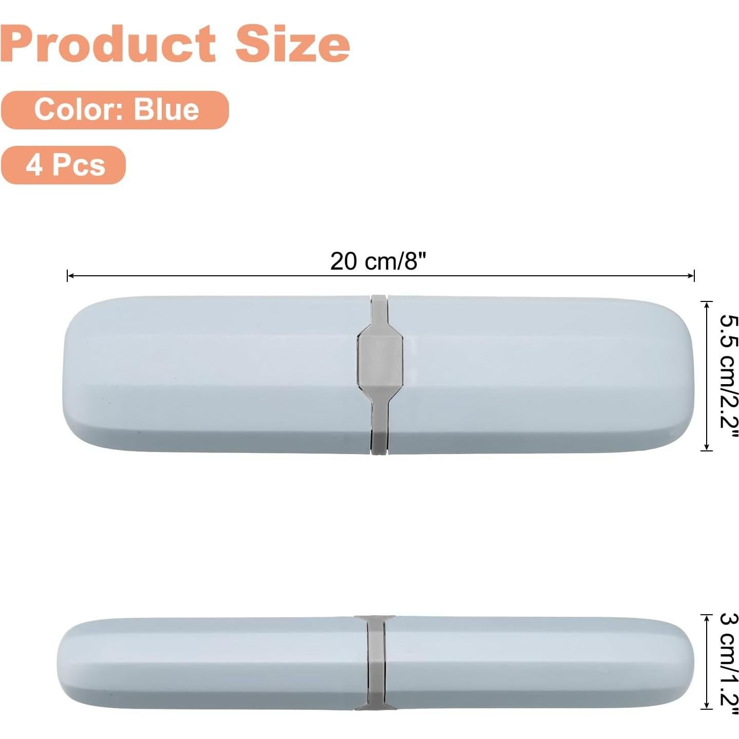 Estuche de Cepillo de Dientes de Viaje uxcell 4pcs Azul 20x5.5cm