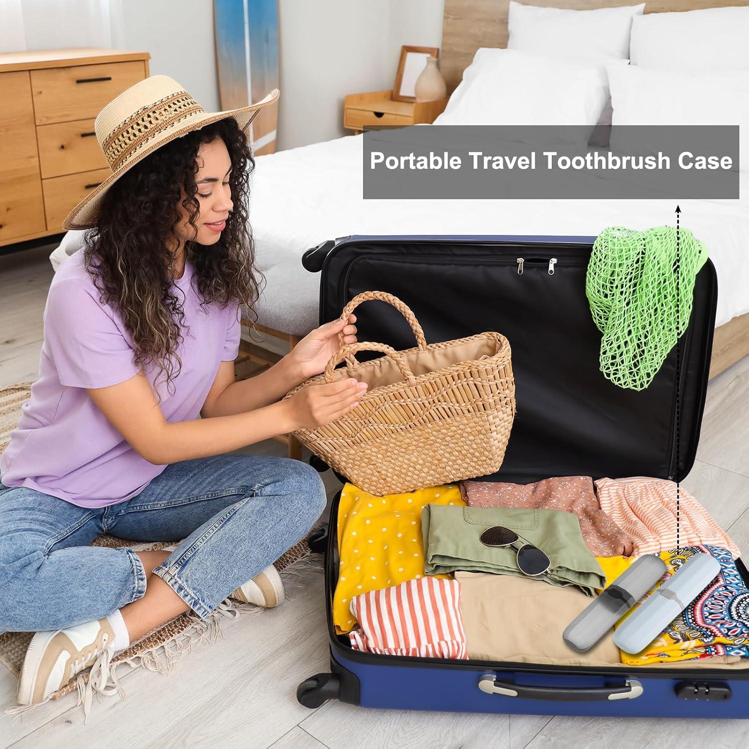 Estuche de Cepillo de Dientes de Viaje uxcell 4pcs Azul 20x5.5cm