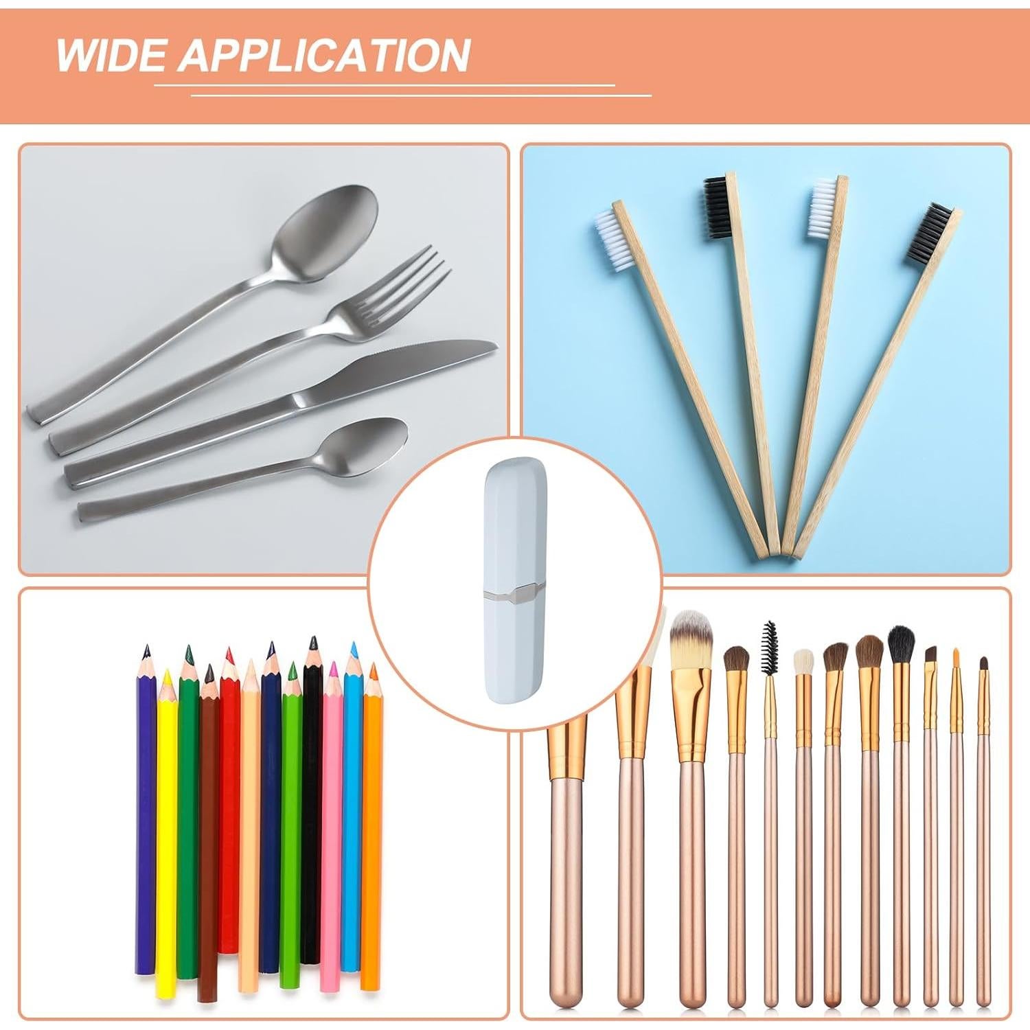 Estuche de Cepillo de Dientes de Viaje uxcell 4pcs Azul 20x5.5cm