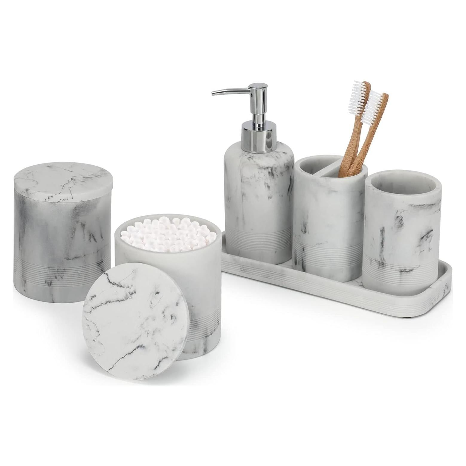 Juego de Accesorios de Baño ZCCZ 6 Piezas Mármol Blanco