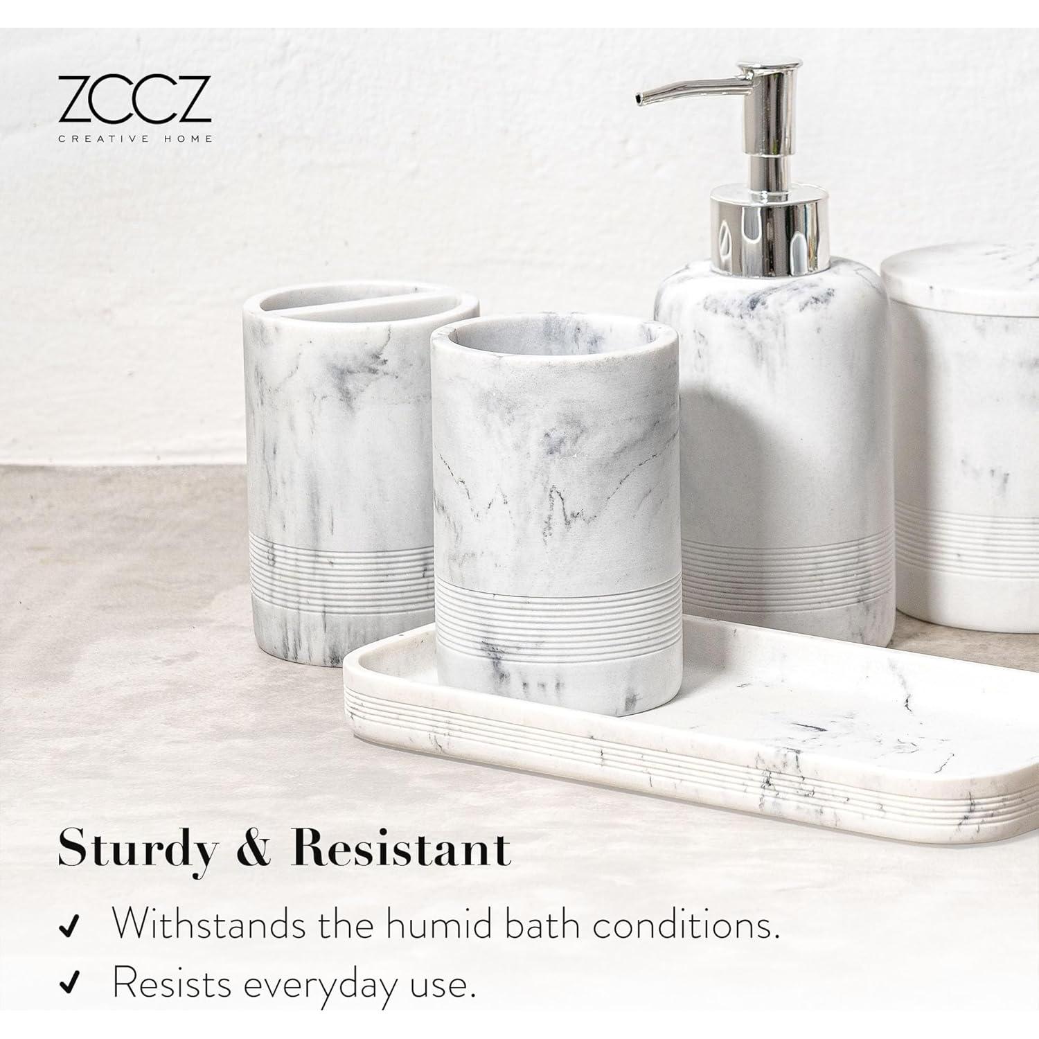 Juego de Accesorios de Baño ZCCZ 6 Piezas Mármol Blanco