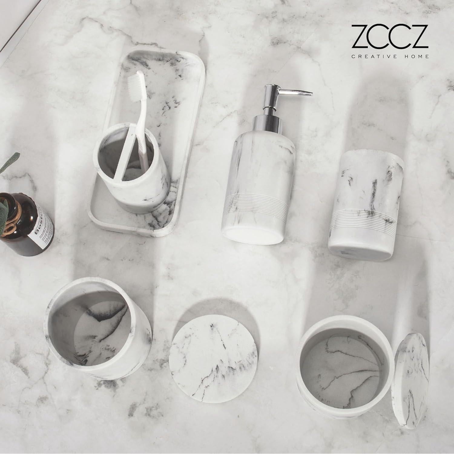 Juego de Accesorios de Baño ZCCZ 6 Piezas Mármol Blanco