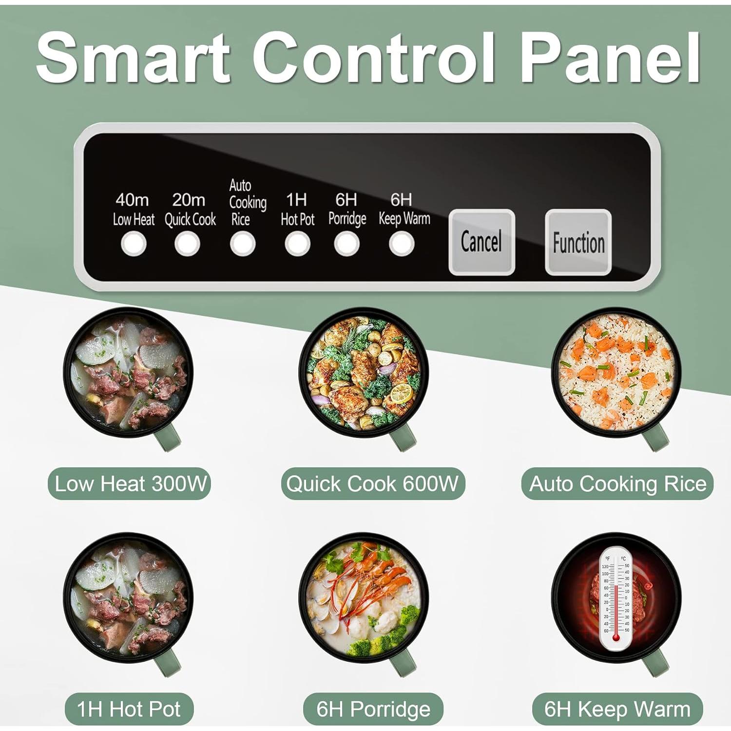 Olla Caliente Inteligente NUNET 1.2L Verde con Temporizador