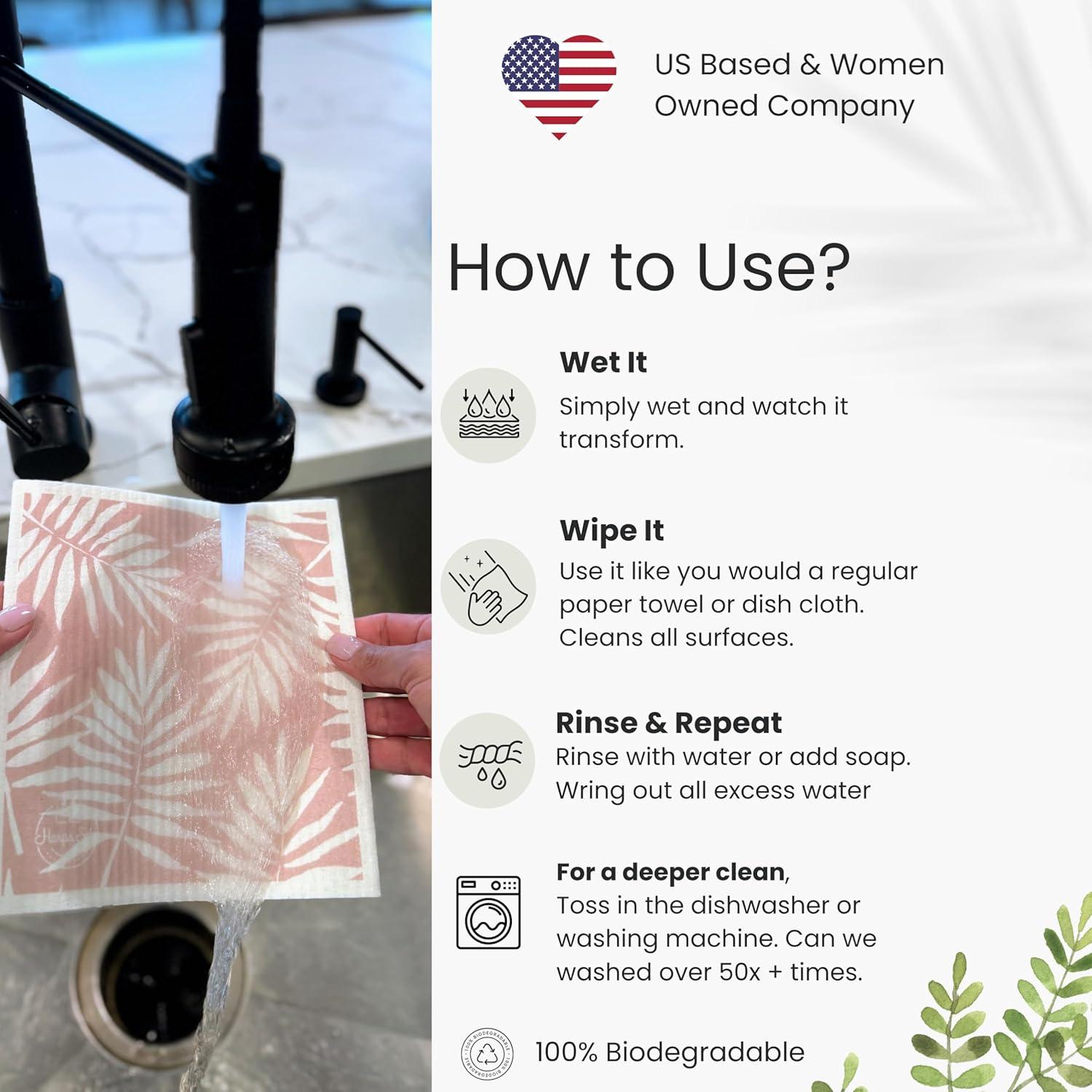 Paños de Cocina Suecos Harps&Seb - Reutilizables y Biodegradables, 5 Piezas