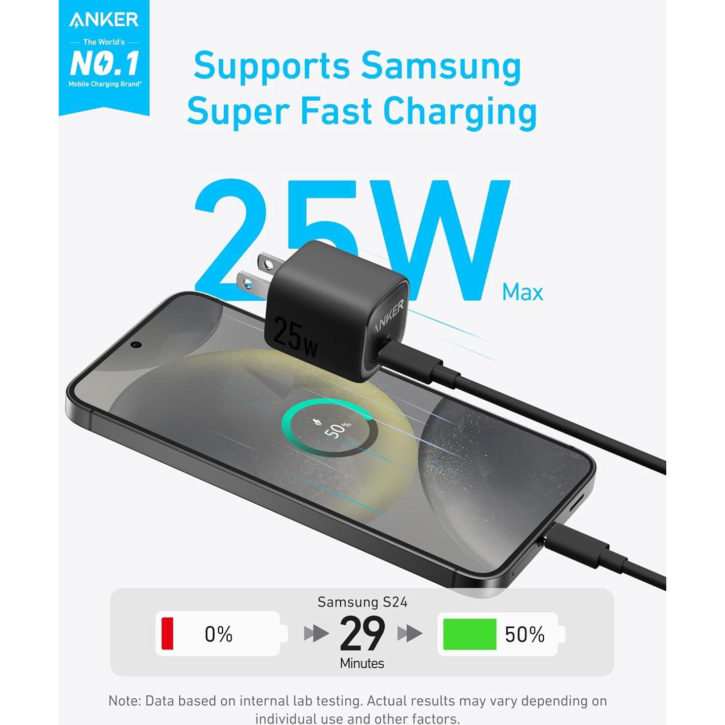 Cargador Anker 25W USB C Compacto Plegable para Samsung y Apple