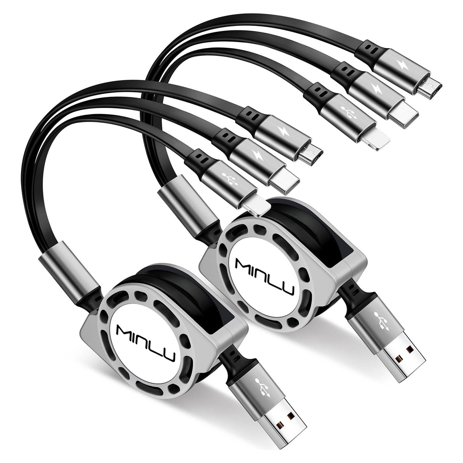 Cable de Carga Múltiple Retráctil 3 en 1 Minlu 1.2m 3A