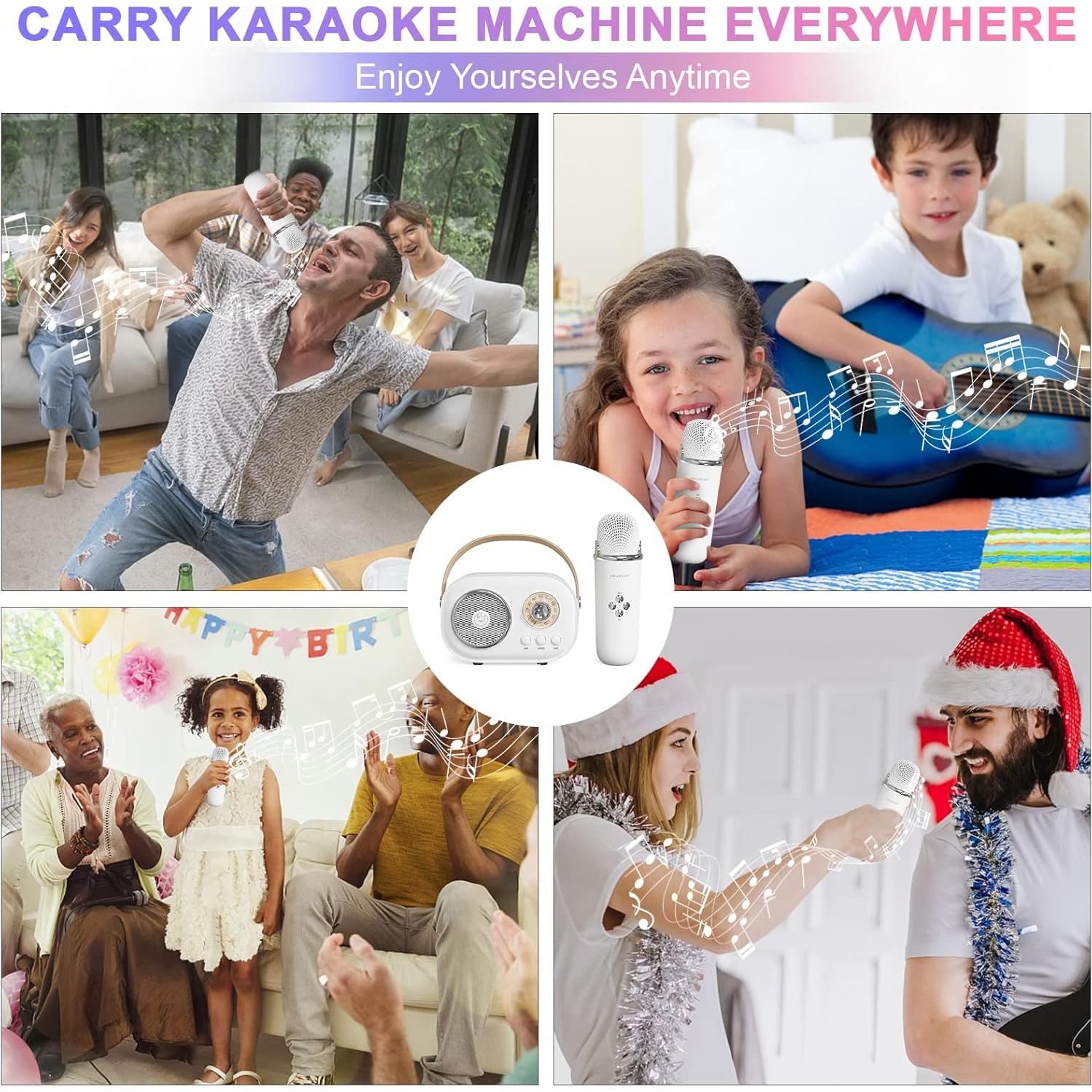 Mini Máquina de Karaoke Aresrora C20 Plus con 2 Micrófonos