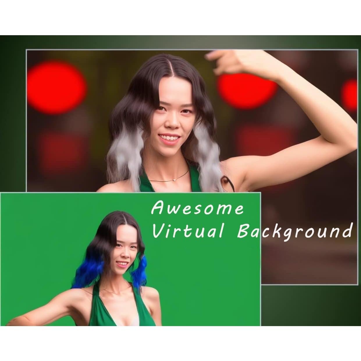 Fondo de Webcam Plegable Daugerlarss 149,86 cm Verde Azul