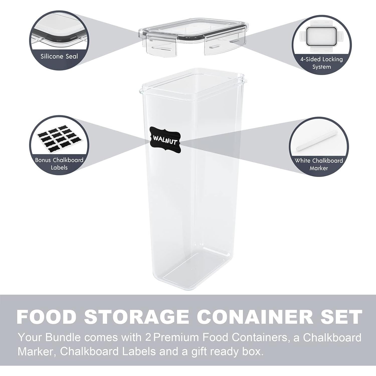 Contenedores de Almacenamiento Herméticos 2 Pk 2.8L BPA Free