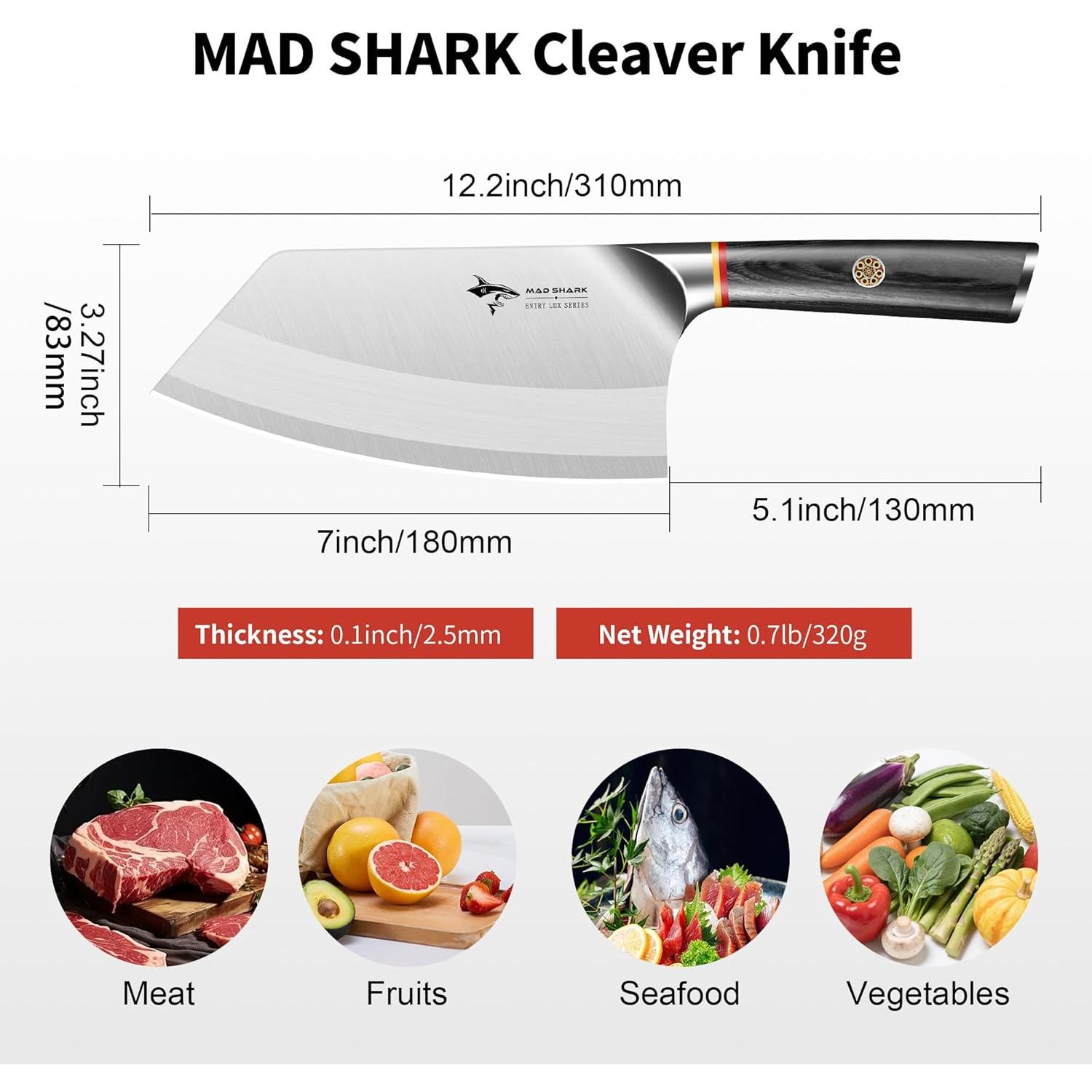 Cuchillo de Carnicería MAD SHARK 17.78 cm Acero Inoxidable Pakkawood