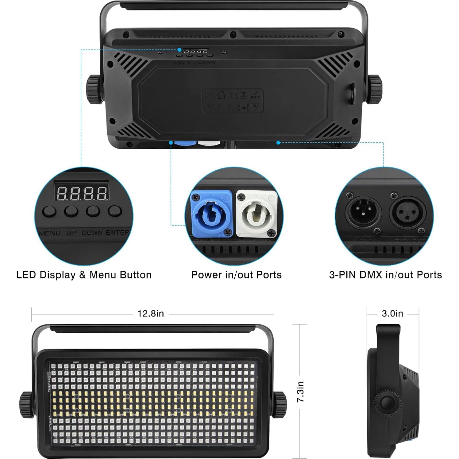 Luz Estroboscópica LED OPPSK 384 LEDs RGBW para Eventos