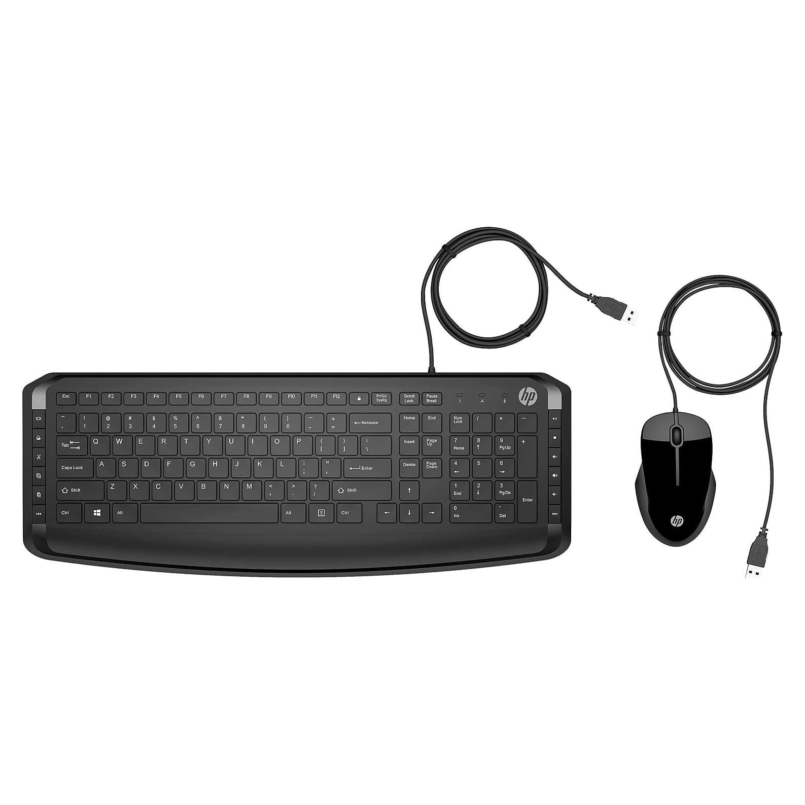HP Pavilion Wired Keyboard and Mouse 200 (Black) - USB-A Plug-and-Play - Full-Sized Keyboard with Numeric Keypad, Enhanced F1-F12 Keys, & 12 Hotkeys - 1600 DPI Mouse - Windows Compatible (9DF28AA#ABL)