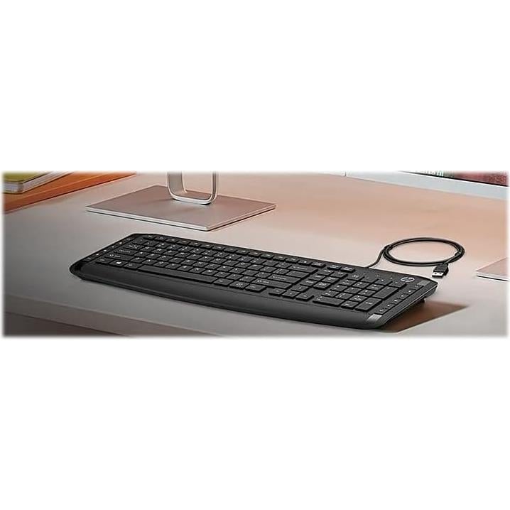 HP Pavilion Wired Keyboard and Mouse 200 (Black) - USB-A Plug-and-Play - Full-Sized Keyboard with Numeric Keypad, Enhanced F1-F12 Keys, & 12 Hotkeys - 1600 DPI Mouse - Windows Compatible (9DF28AA#ABL)