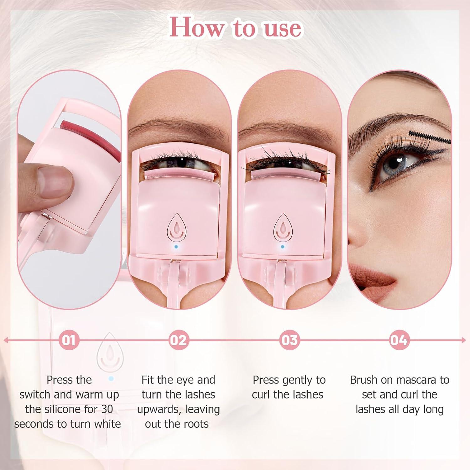 Rizador de Pestañas Eléctrico YOUNG-W Rosa Recargable 24h