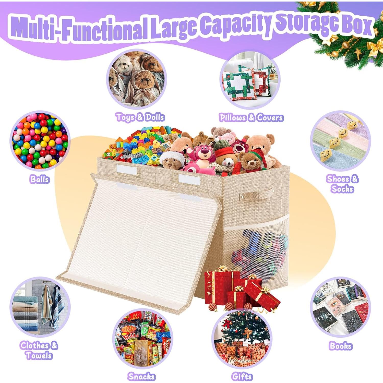 Caja de Almacenamiento de Juguetes Rocamdo Beige 90L