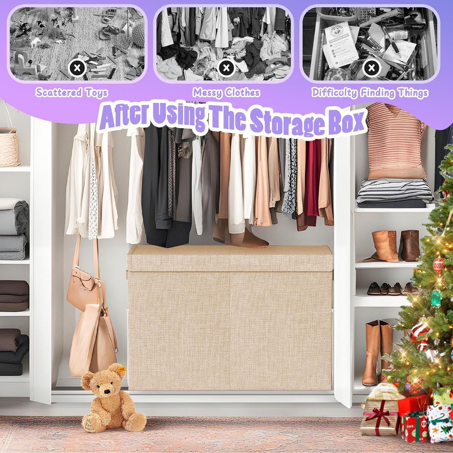 Caja de Almacenamiento de Juguetes Rocamdo Beige 90L