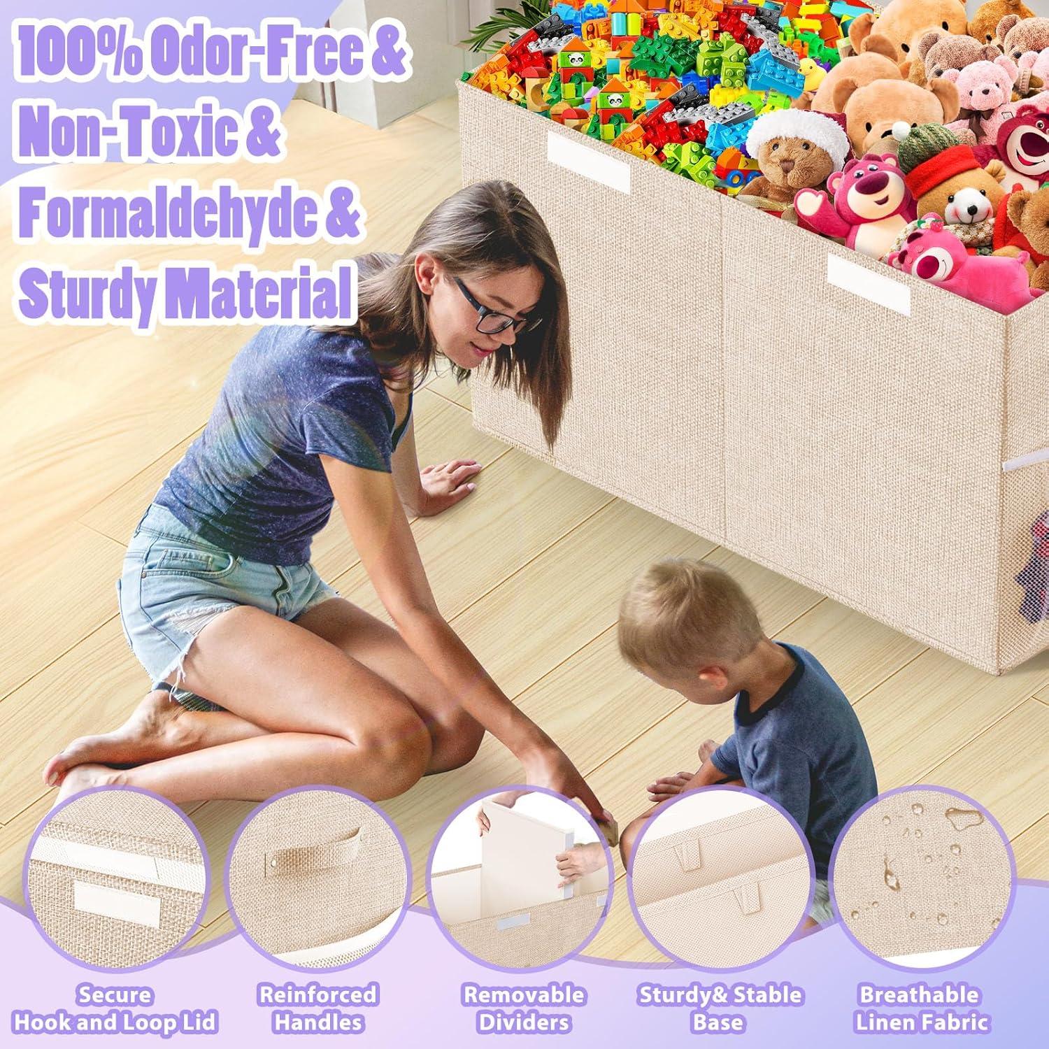 Caja de Almacenamiento de Juguetes Rocamdo Beige 90L