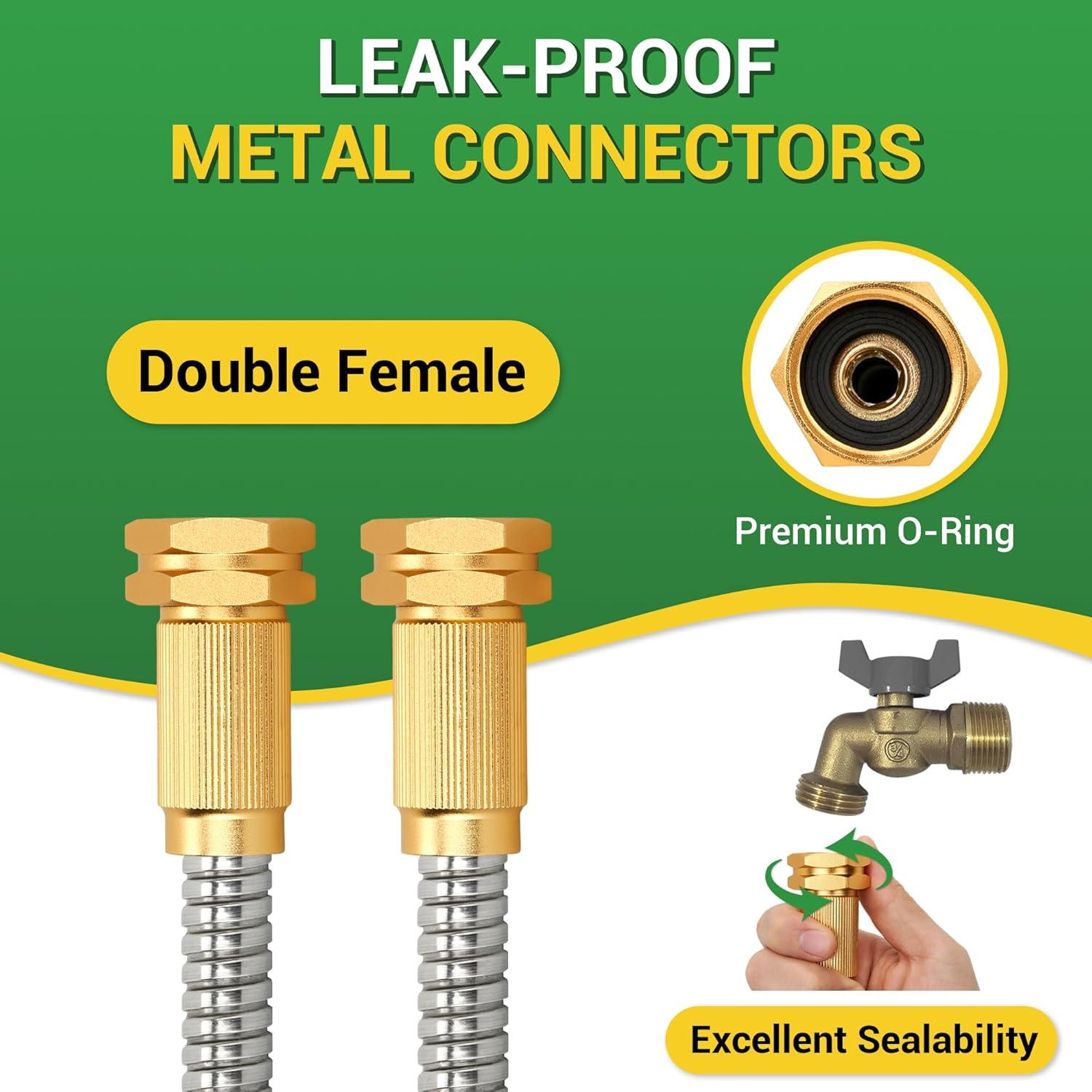 Manguera de Jardín 360 GADGET 0.91 m Acero Inoxidable Doble Femenina