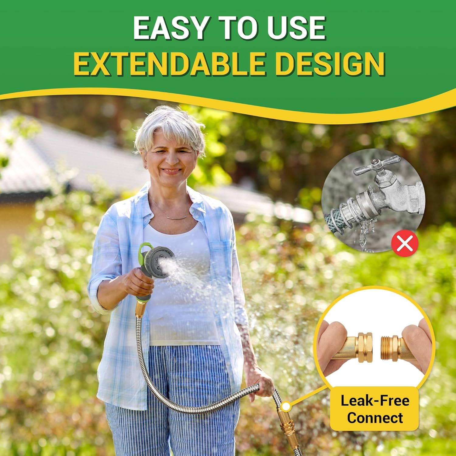 Manguera de Jardín 360 GADGET 0.91 m Acero Inoxidable Doble Femenina