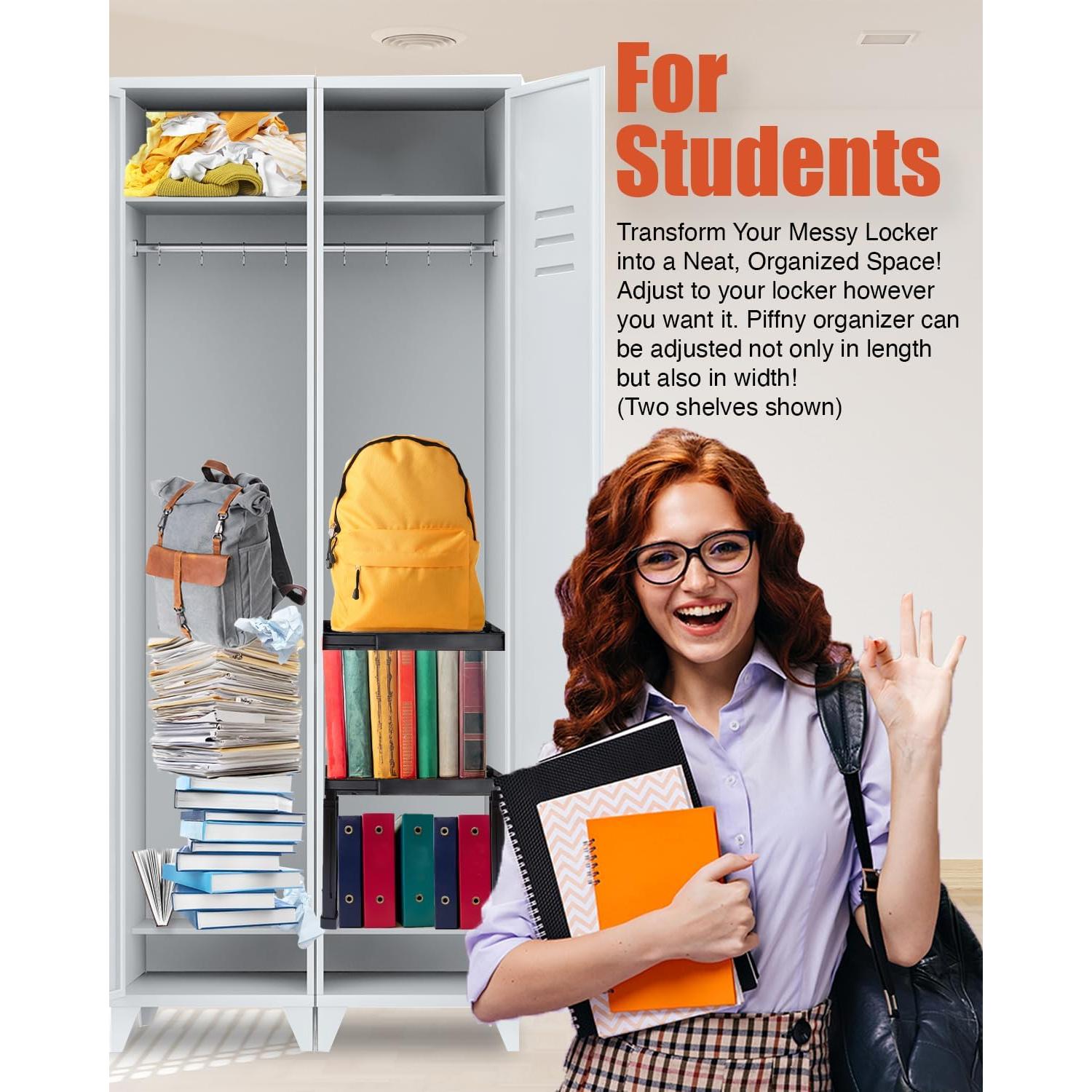 Estante Organizador de Taquilla Piffny Ajustable Negro 1 Unidad