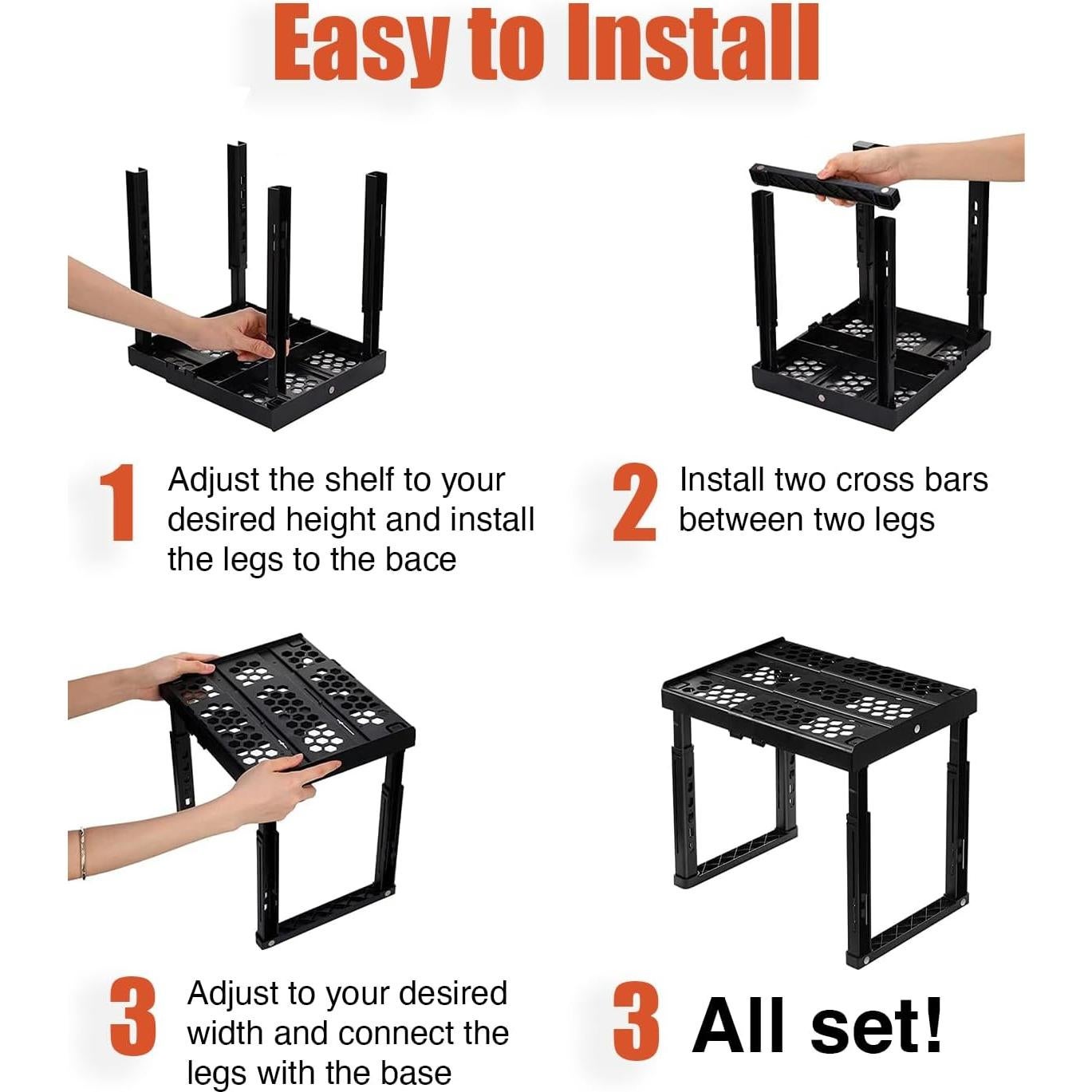 Estante Organizador de Taquilla Piffny Ajustable Negro 1 Unidad