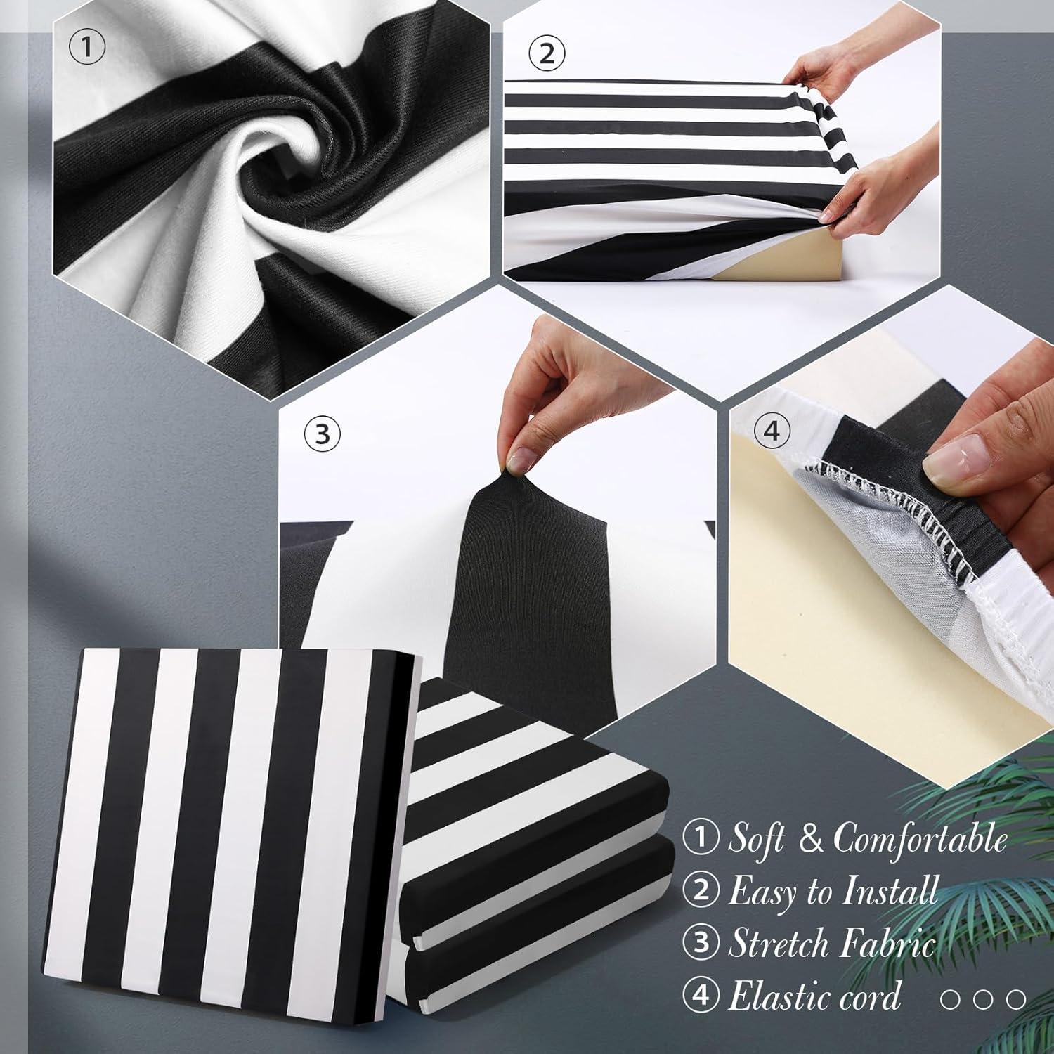 Fundas de Cojines Estirables Newwiee 8 Piezas Negro 50-68 cm