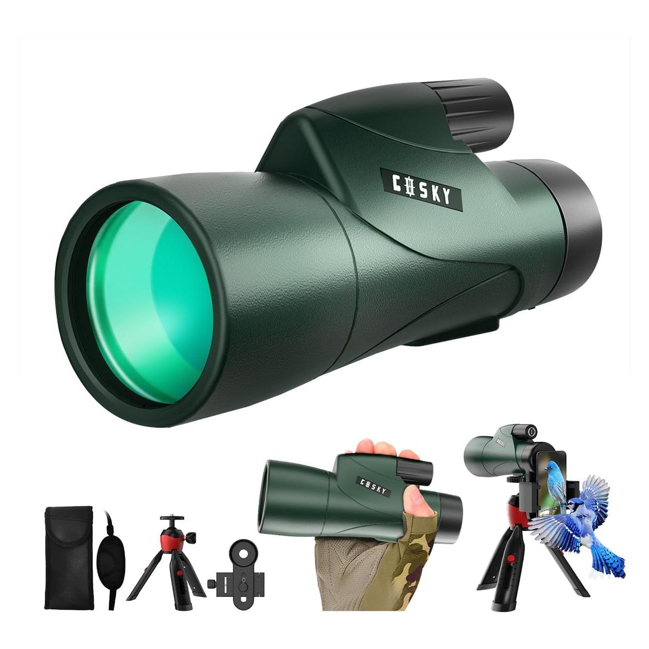 Monocular Gosky 12x55 HD con Prisma BAK4 y Adaptador Smartphone