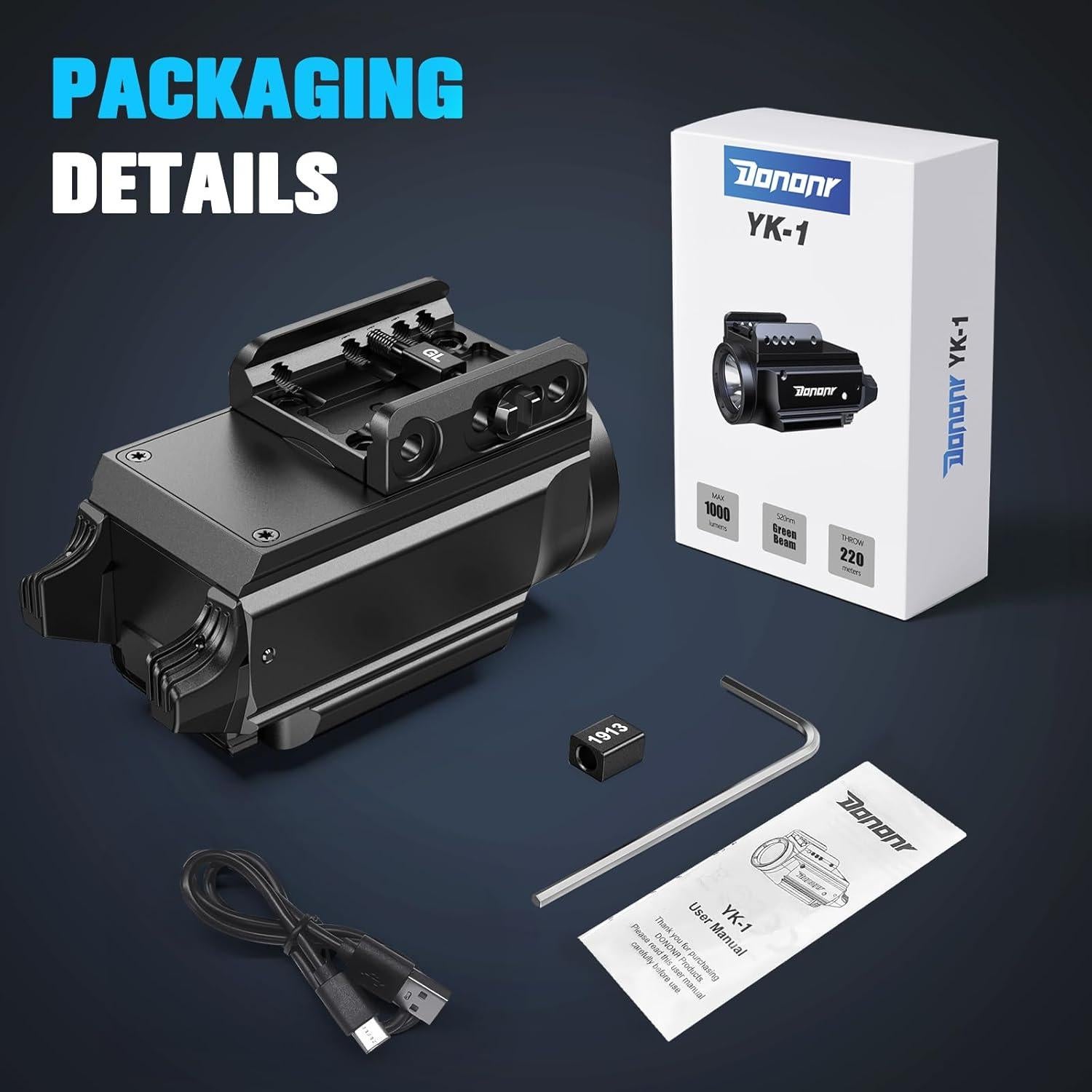 Linterna Táctica Dononr 1000 Lúmenes con Haz Verde USB