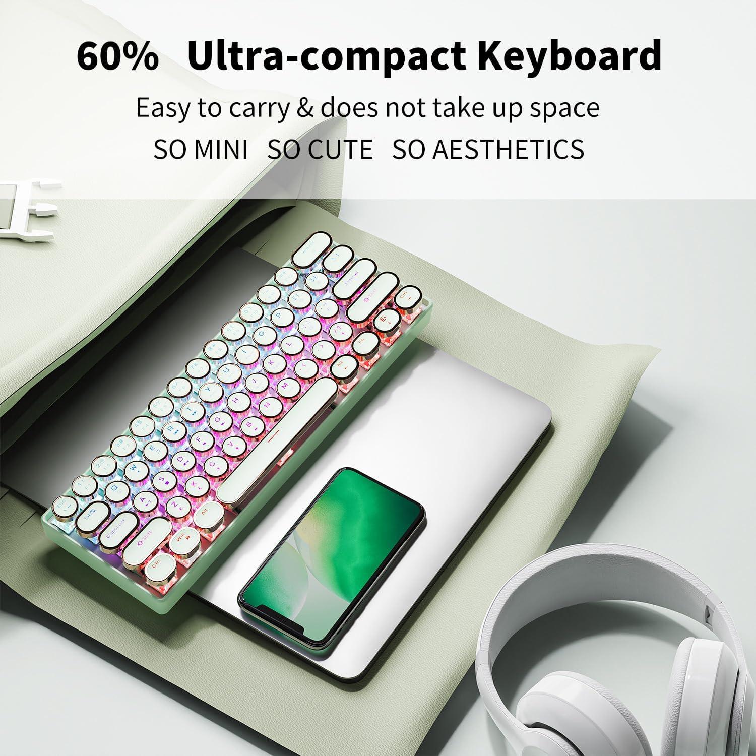 Teclado Mecánico Inalámbrico EWEADN G61 Verde 60% Retroiluminado