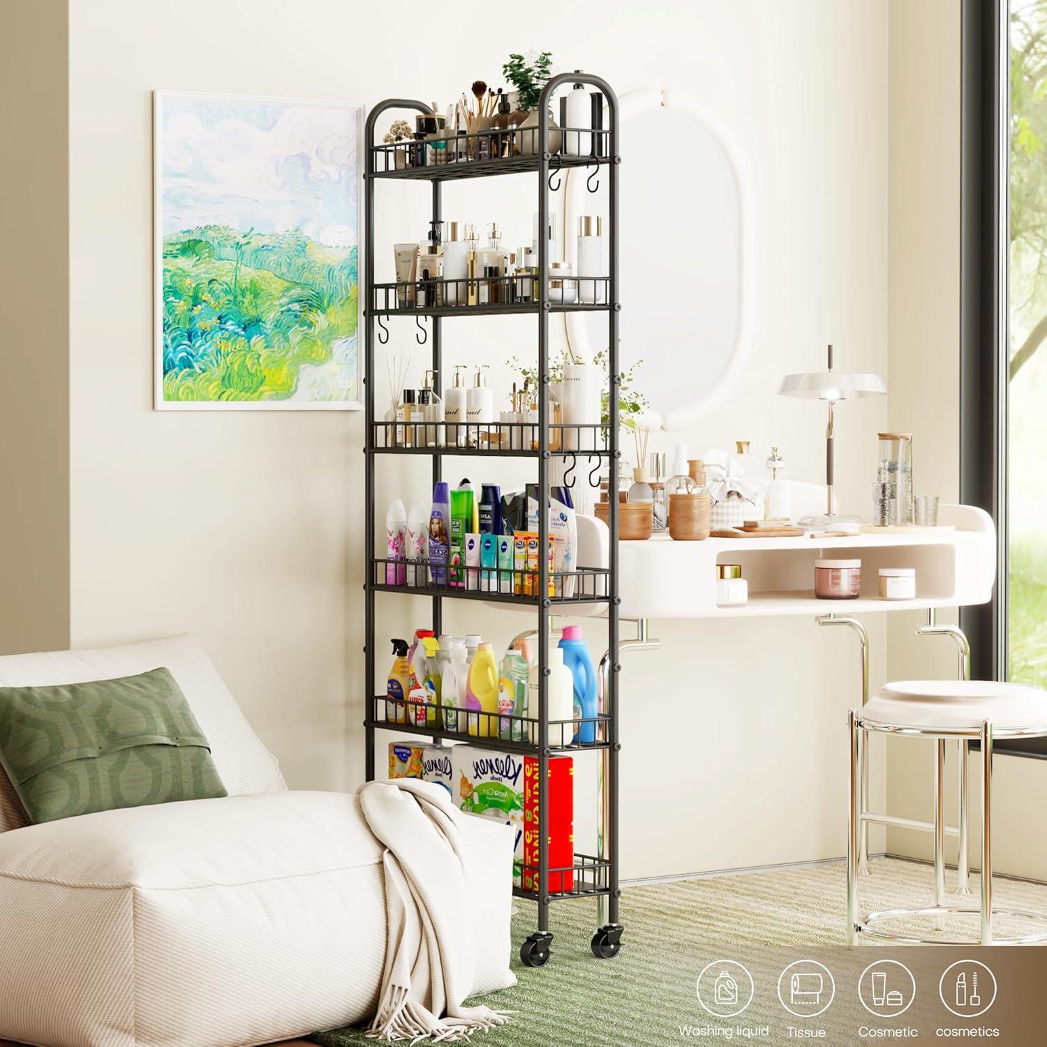 Carro de Almacenamiento Rodante VKTO 6 Niveles Negro 15.24 cm