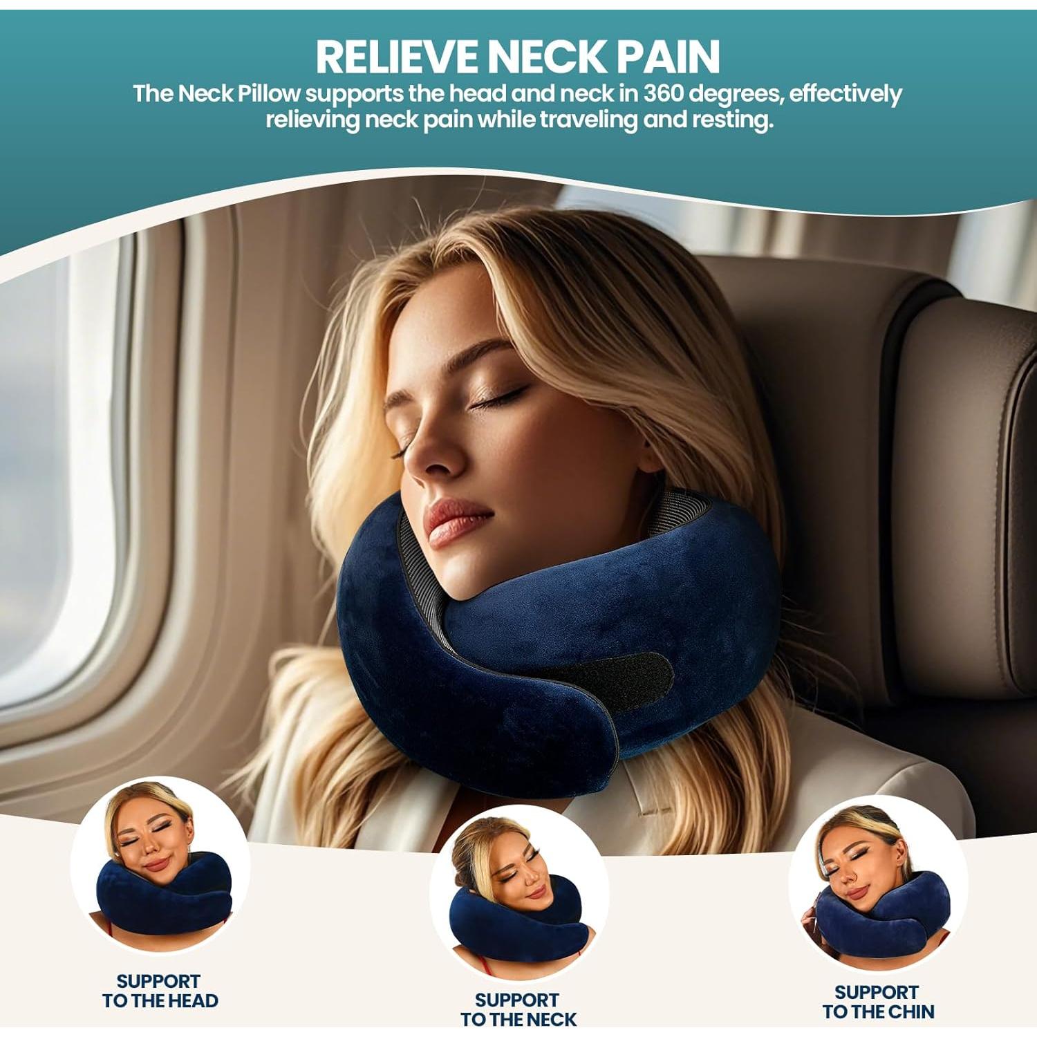 Almohada de Viaje Qrmzpot Espuma de Memoria Azul 380g