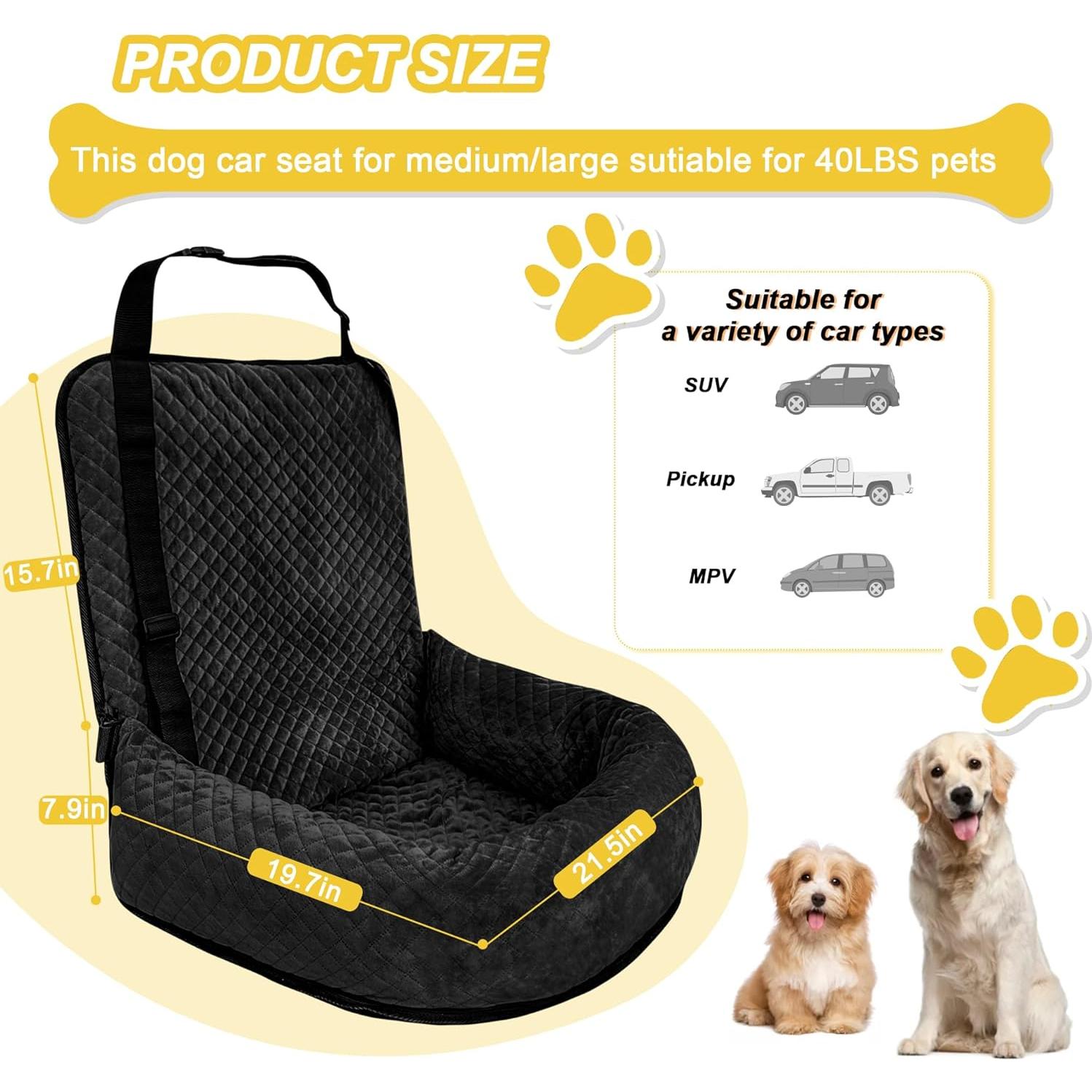 Asiento de Coche para Perros MagicFox FJS-B Negro 50.8x50.8 cm