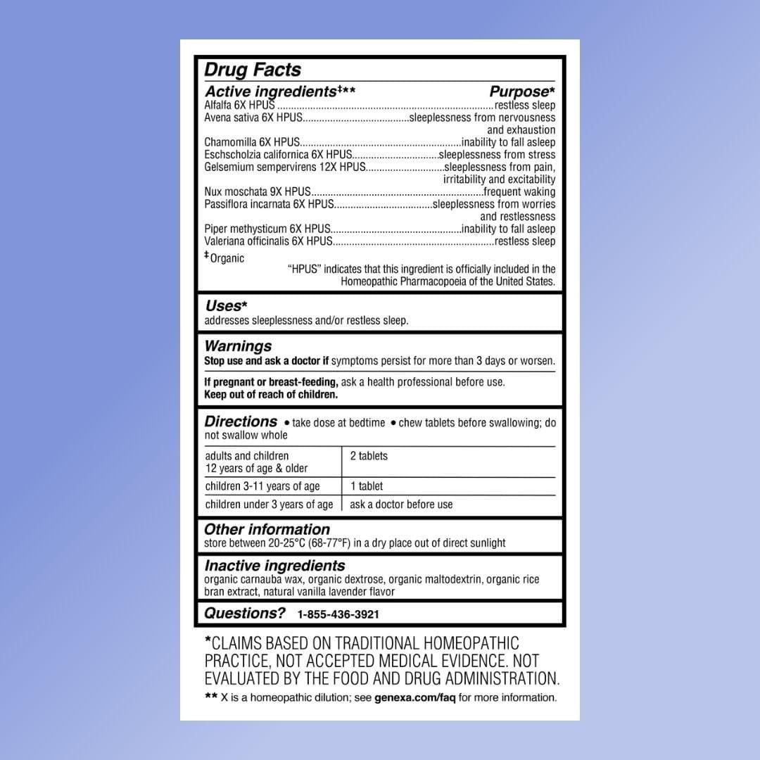 Genexa Sleepology 60 tabletas masticables para dormir sin melatonina