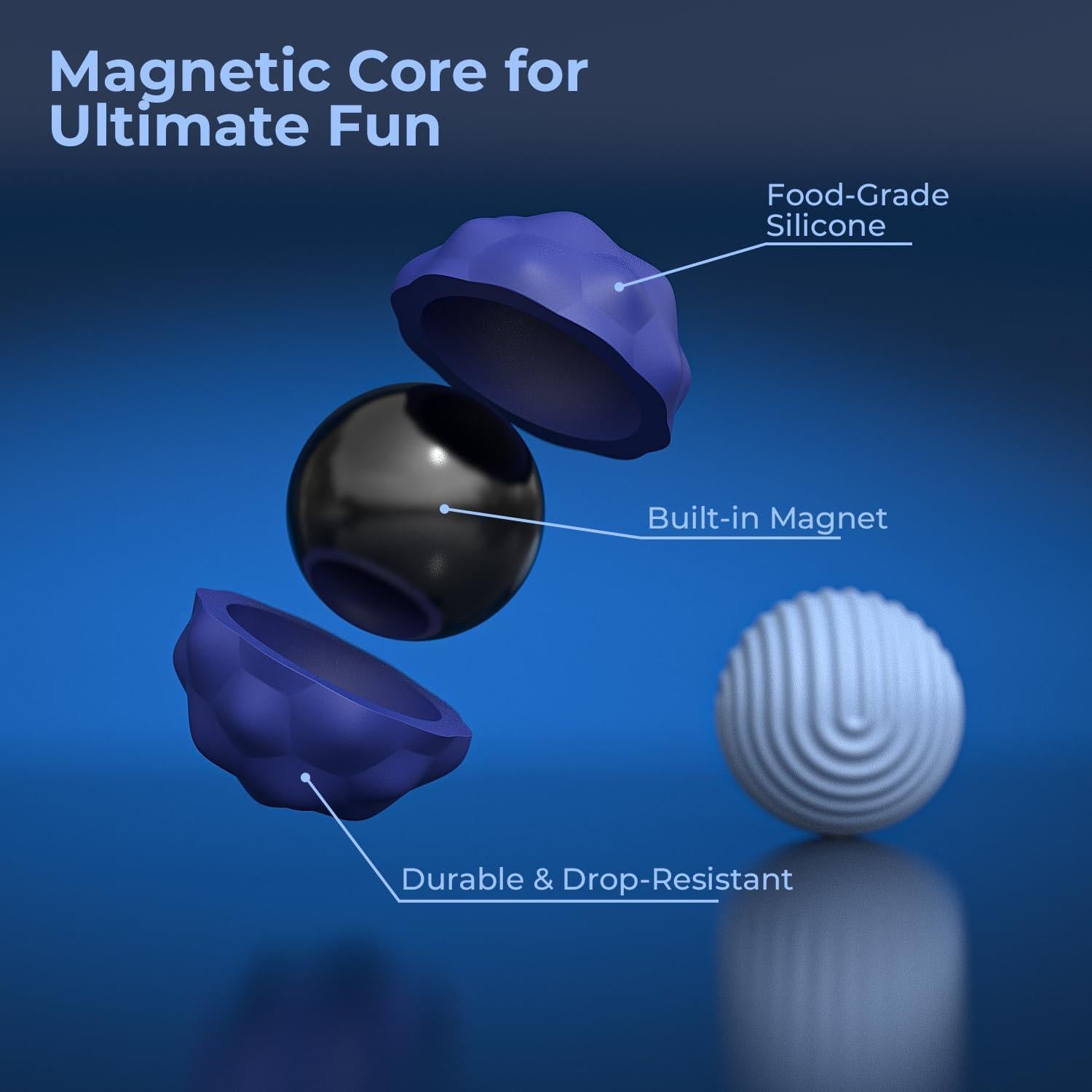 Bolas Magnéticas Antiestrés de Silicona 40mm xw - Azul