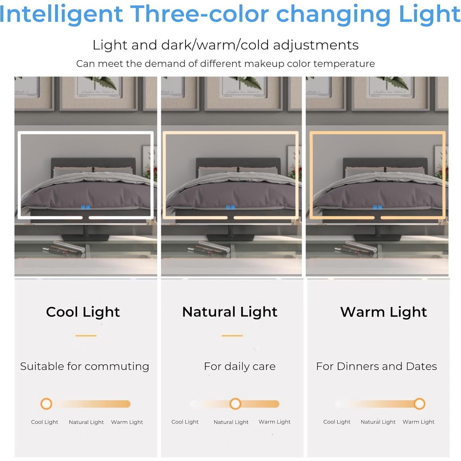 Espejo de tocador iluminado Genérico 45x59 cm bronce LED