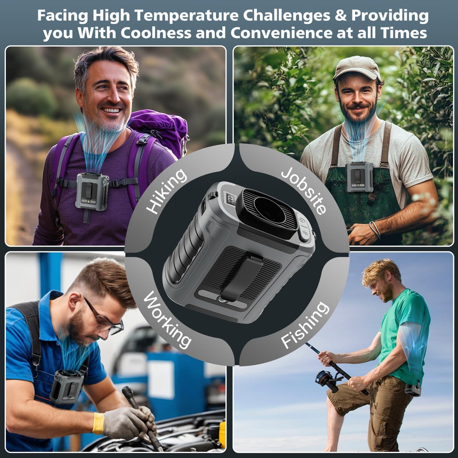 Ventilador de Cintura Portátil Leeyalan F1 5 Velocidades 20000RPM