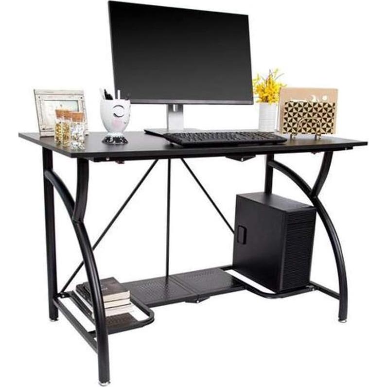 Escritorio Plegable Origami Grande Negro con Estante Inferior