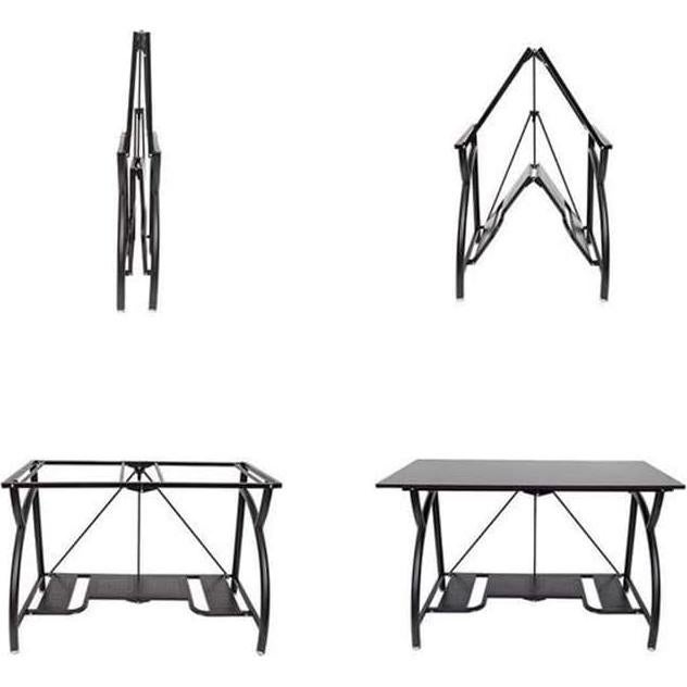 Escritorio Plegable Origami Grande Negro con Estante Inferior