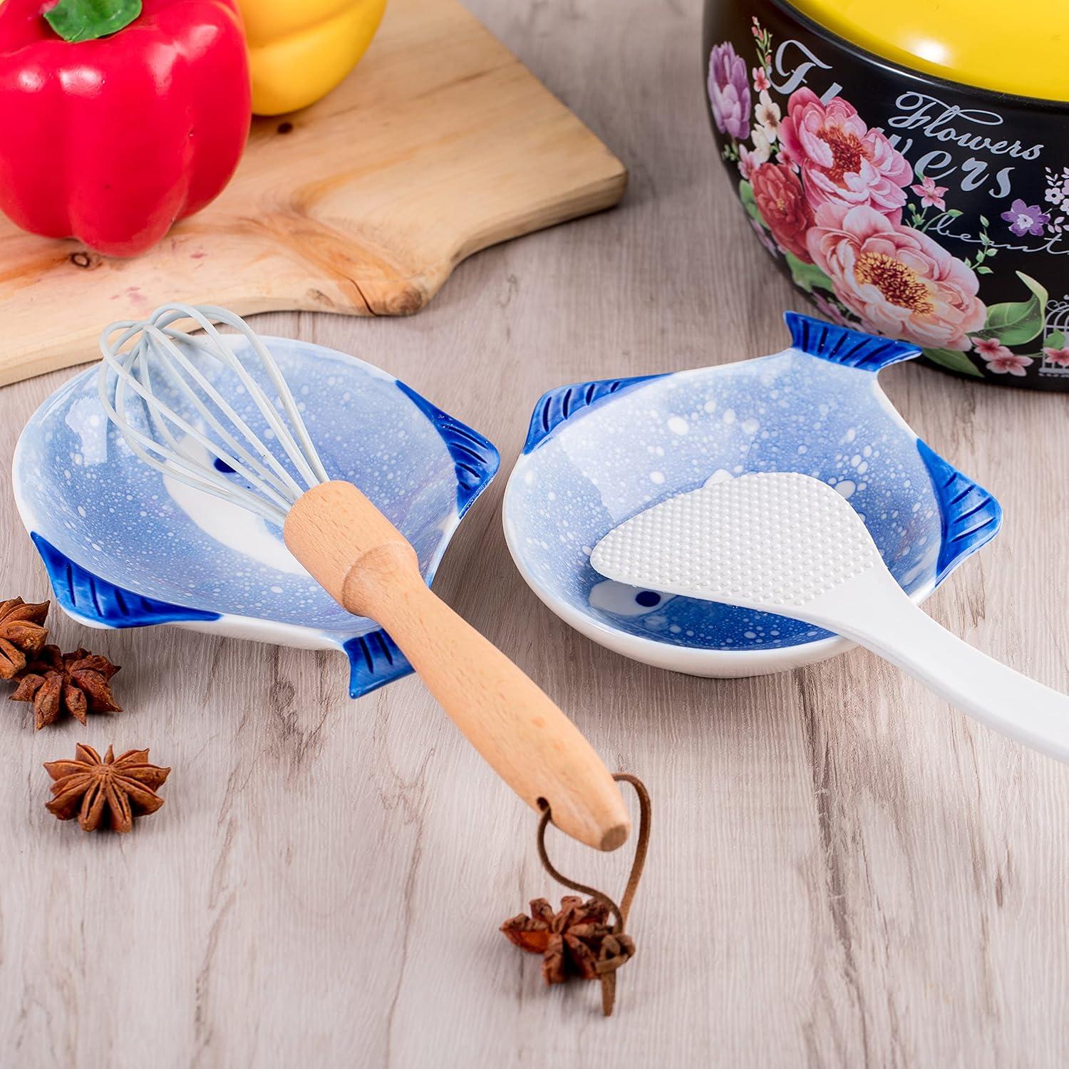 Juego de 2 Soportes de Cuchara Cerámica HPYNPES 16x13.5cm