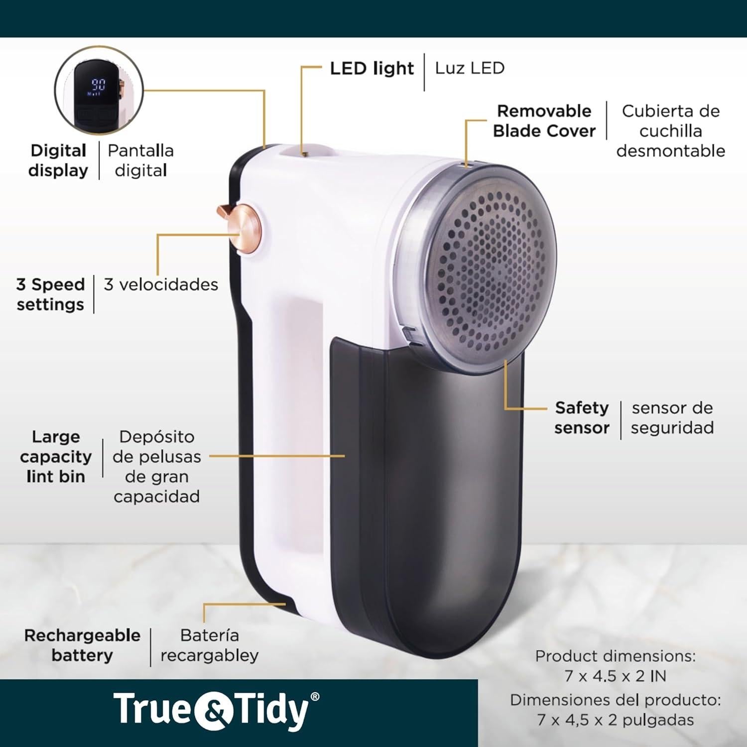 Afeitadora de Tela Recargable True & Tidy Turbo LED 6 Cuchillas